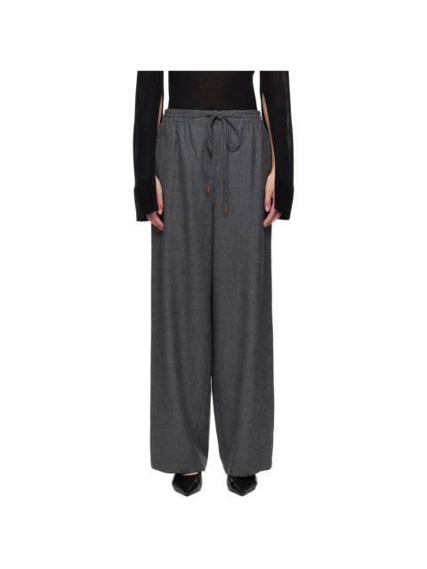 Gray Drawstring Easy Wool Trousers