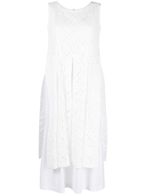 lace-overlay midi dress