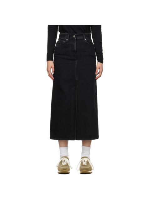 Black Rona Denim Midi Skirt