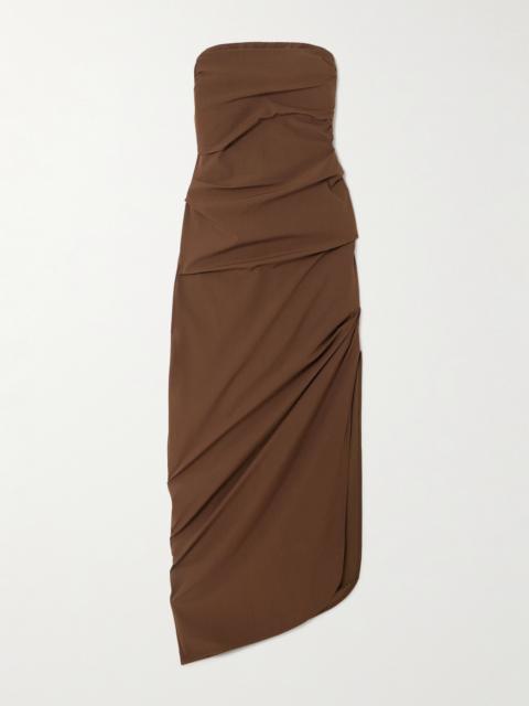 Florent Strapless Ruched Crepe De Chine Gown