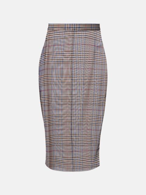Aurora plaid sheer mesh midi skirt