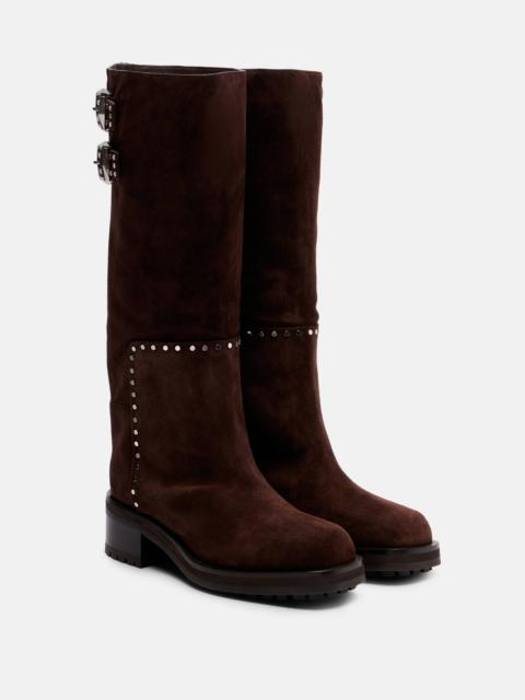 Brooklyn 50 studded suede knee-high boots