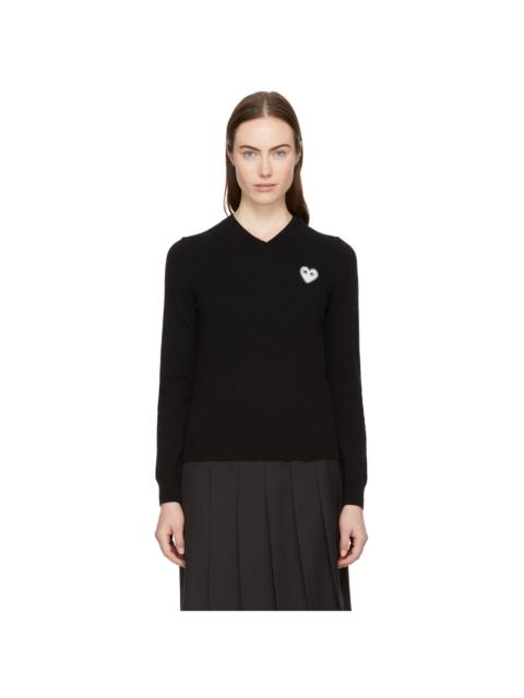 Black Heart Patch V-Neck Sweater