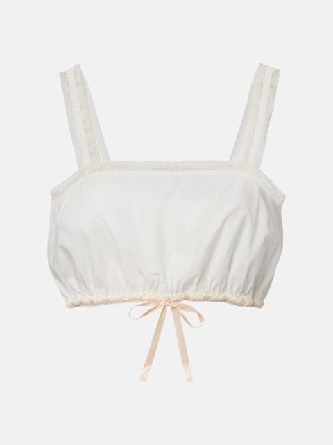 Alma lace-trimmed cotton crop top