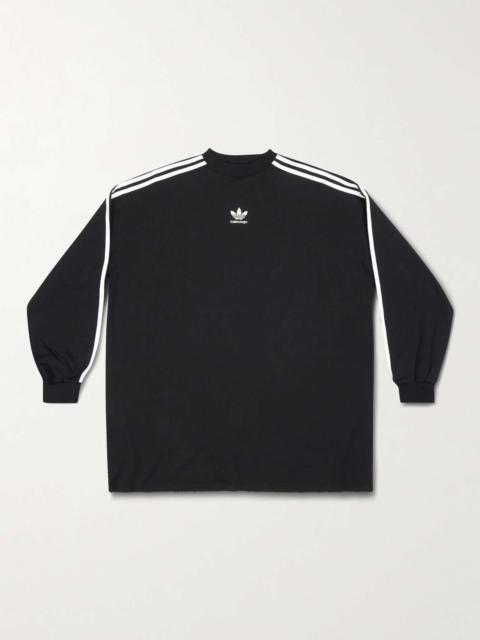 + adidas Oversized Striped Logo-Print Cotton-Jersey T-Shirt