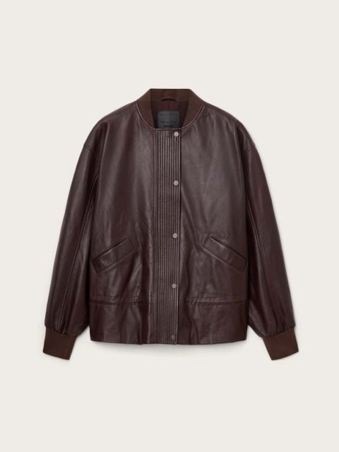 SOFI DRAWSTRING LEATHER BOMBER JACKET