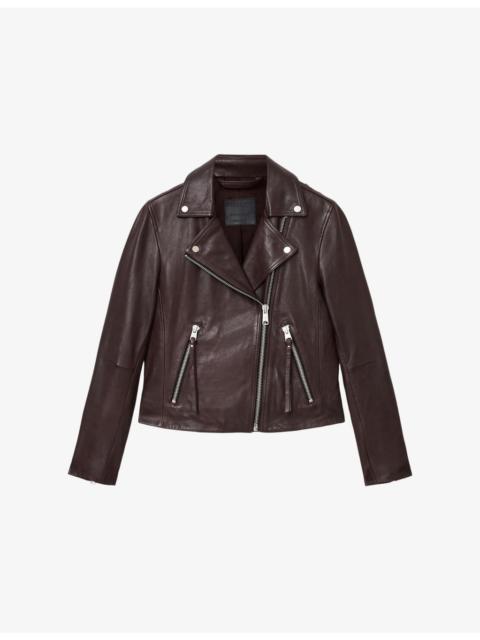 Dalby regular-fit cropped leather biker jacket
