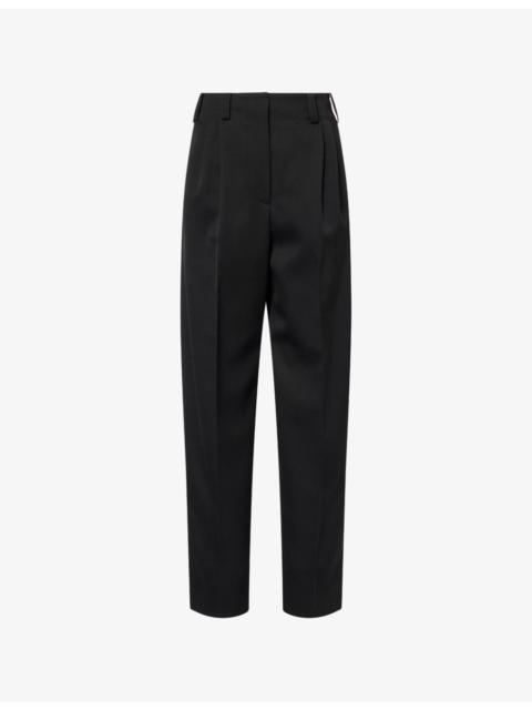 Double-Pleated Tailored Wool Trousers