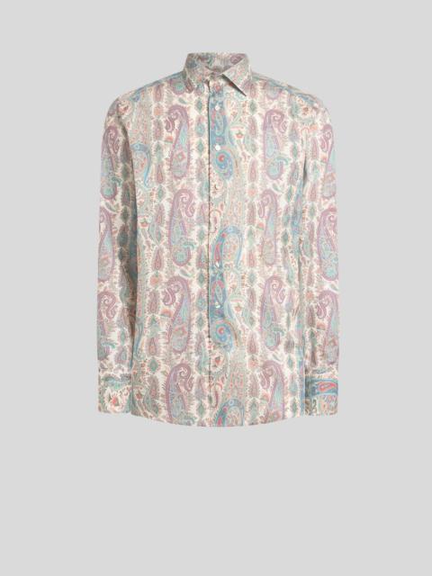 SHIRT IN COTTON MUSLIN WITH PAISLEY FOLIAGE MOTIF