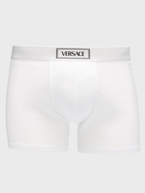 Men's Ribbed Cotton Logo Boxer Briefs