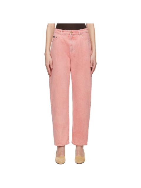 Pink Five Pockets Regular Waist Jeans