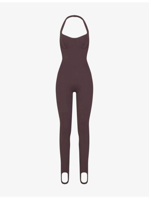Halter Stirrup Stretch-Jersey Catsuit