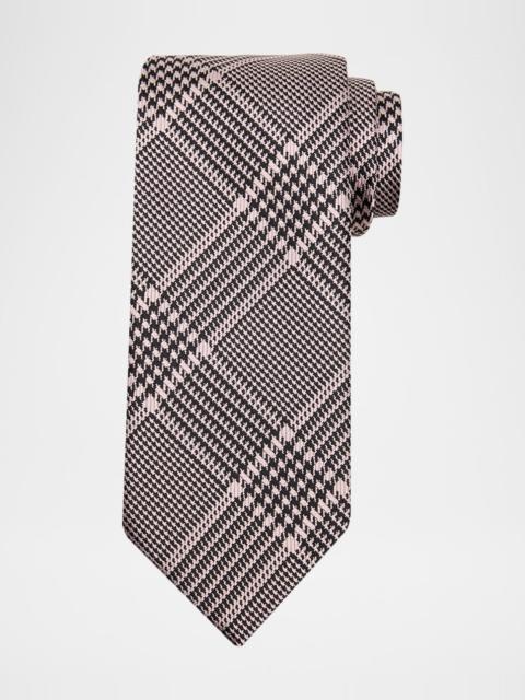 Men's Prince of Wales Grid Check Silk Tie
