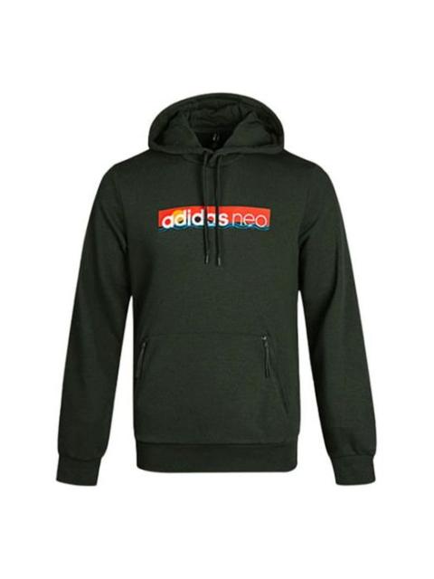 adidas neo Multi-Color Printing logo Casual hooded Pullover Brown GM2329