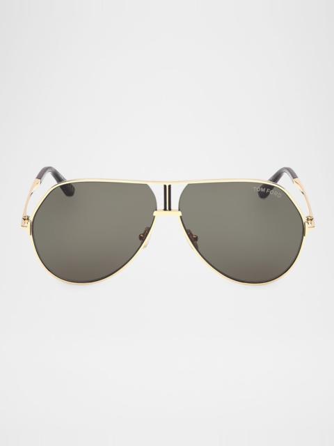 Men's Rickie-02 Metal Aviator Sunglasses