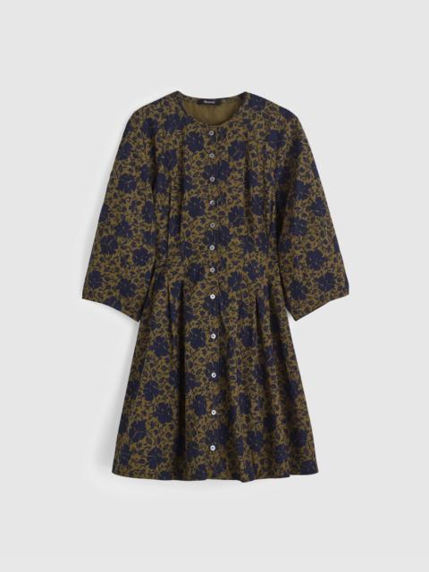 Sculptural-Sleeve Pleated Mini Dress