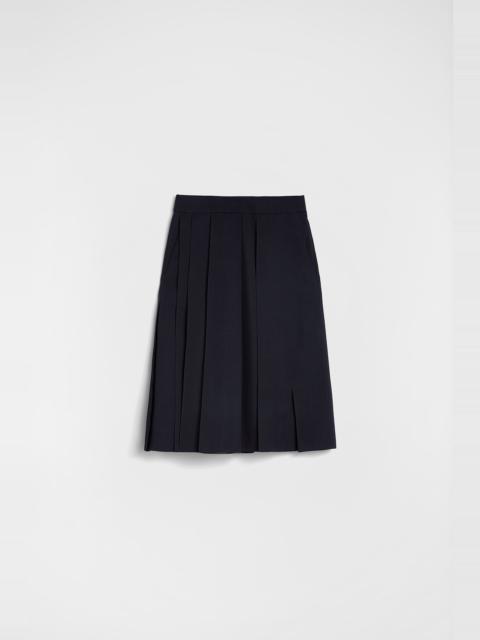 Wool Gabardine Pleated Skirt