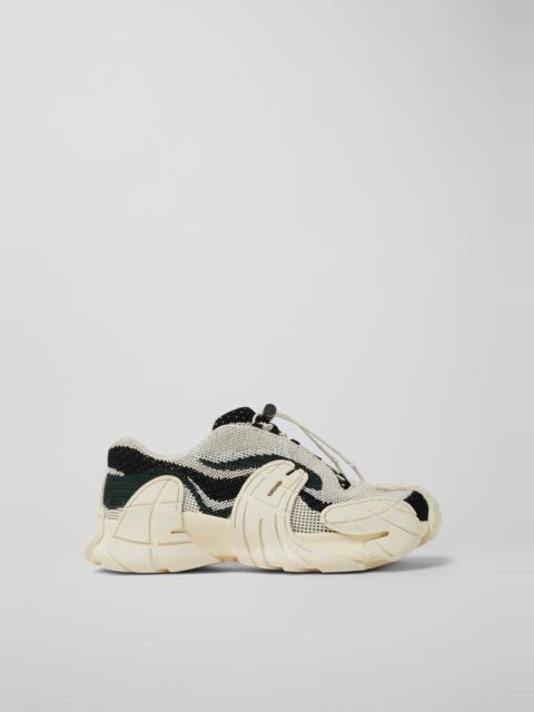 White-green textile sneakers