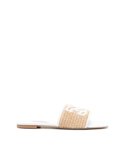 Portofino woven-raffia slides