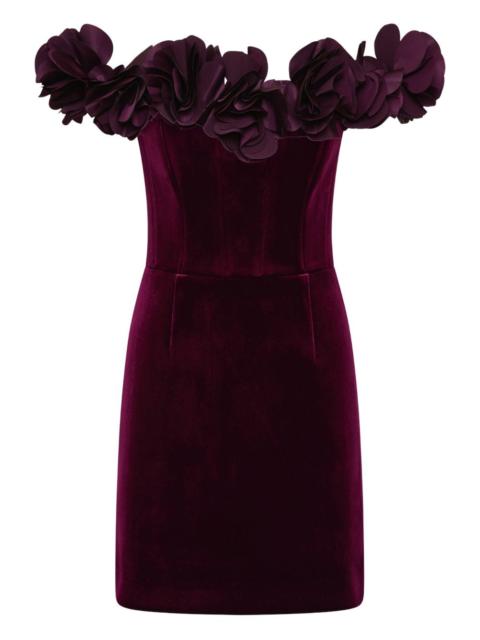 Charles rose-embellished mini dress