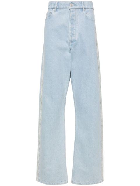 crochet-detailed straight-leg jeans