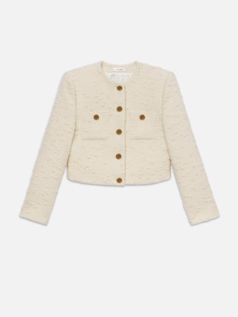 Cropped Button Front Jacket in Ecru