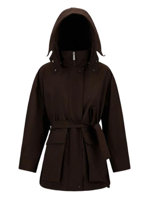 hooded belted jacket