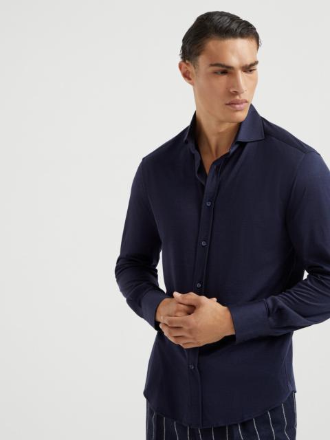 Silk and cotton jersey shirt with spread collar