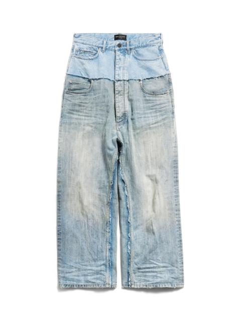 Men's Cut-up Baggy Pants in Blue