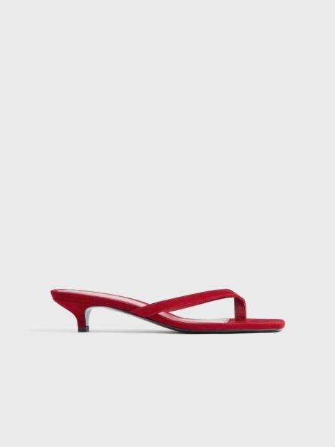 Suede heeled flip flops scarlet