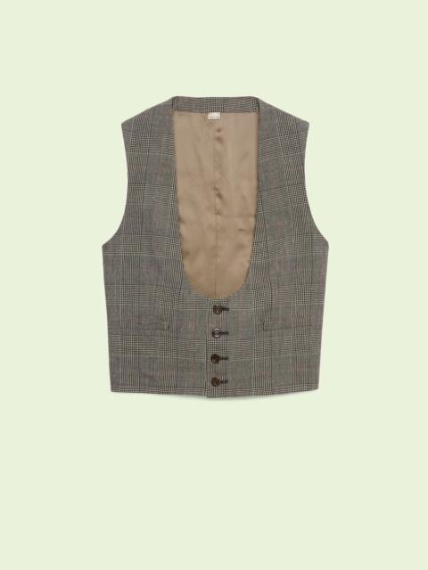 Wool linen Prince of Wales formal vest