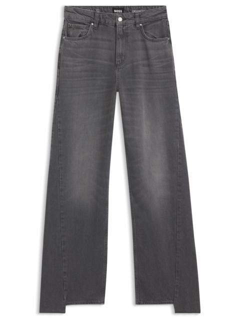 BOYFRIEND-FIT JEANS IN GRAY RIGID DENIM