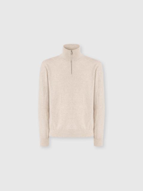 Half-Zip Sweater with Tone-on-Tone Zigzag Pattern