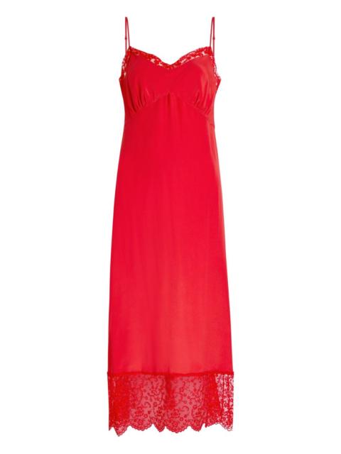 lace-trim midi slip dress