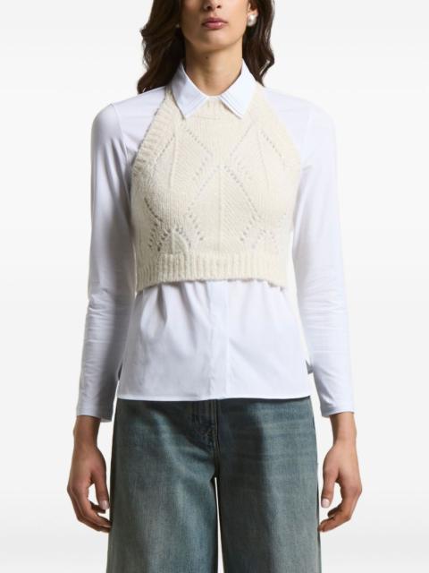 halter-neck cable-knit top