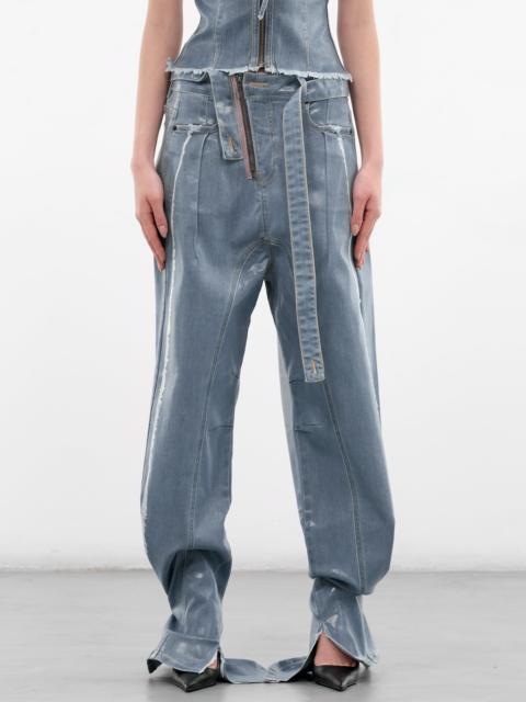 Blue Glazed Denim Deconstructed Jeans