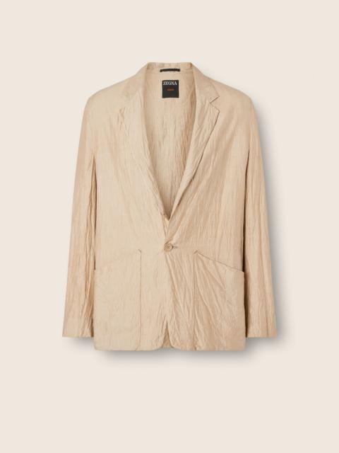 BEIGE AND WHITE SILK JACKET
