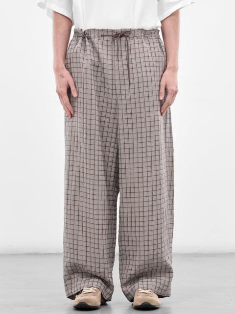 Gray Plaid Drawstring Baggy Pants