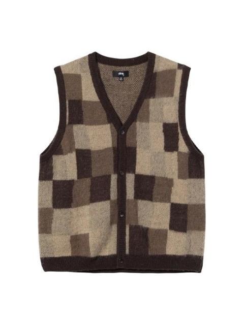 Stussy Wobbly Check Sweater Vest 'Brown' 217055