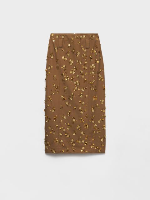 Embroidered chevron midi-skirt