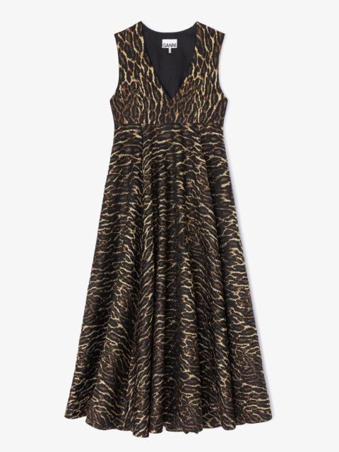 METALLIC CLOQUE LONG DRESS