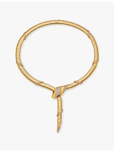 Serpenti Tubogas 18ct yellow-gold, 3.08ct brilliant-cut diamond and onyx necklace