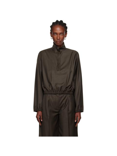 Brown Zyla Stand Collar Jacket