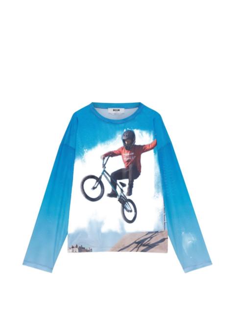 long-sleeve printed T-shirt