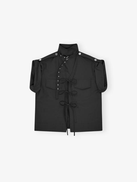 BLACK STRETCH COTTON BLOUSE