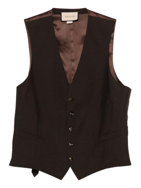 button-fastening wool -blend waistcoat