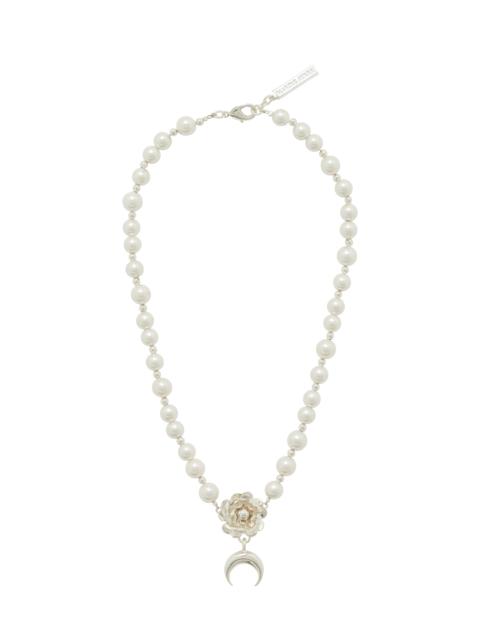 PEARLS CHOKER NECKLACE WITH MOON PENDANT