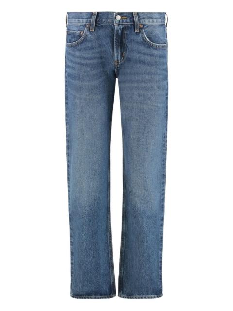 whiskering-effect jeans