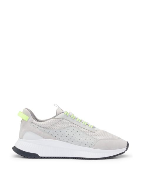 TTNM EVO SUEDE, LEATHER AND MESH TRAINERS WITH RIBBED SOLE