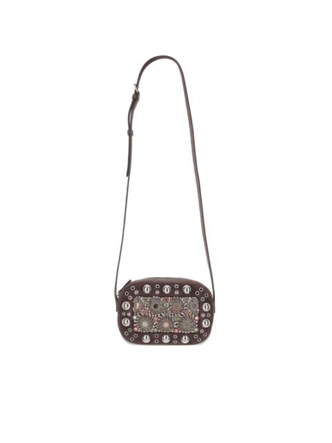mirror-embellished stud-detailed shoulder bag